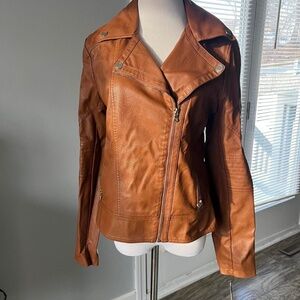 Guess Tan/brown faux leather jacket
